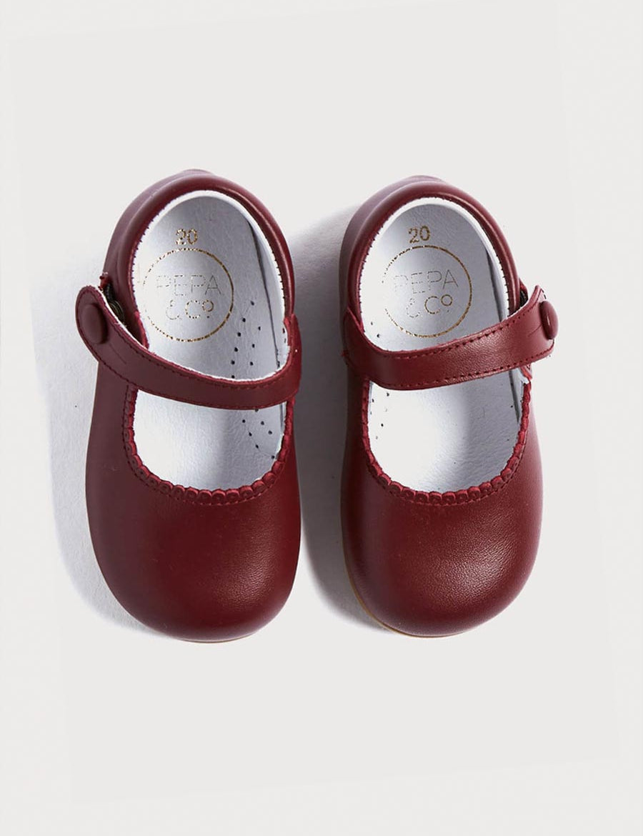 Mary Jane Baby Shoes in Burgundy (20-24EU) Shoes from Pepa London