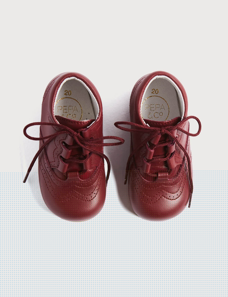 Oxford Baby Booties in Burgundy (20-26EU) Shoes from Pepa London