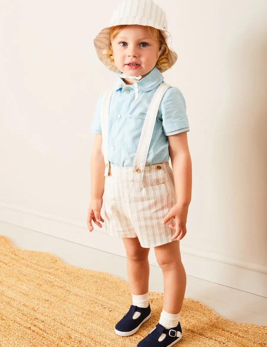 Woven T-Bar Baby Shoes in Navy (20-26EU) Shoes from Pepa London