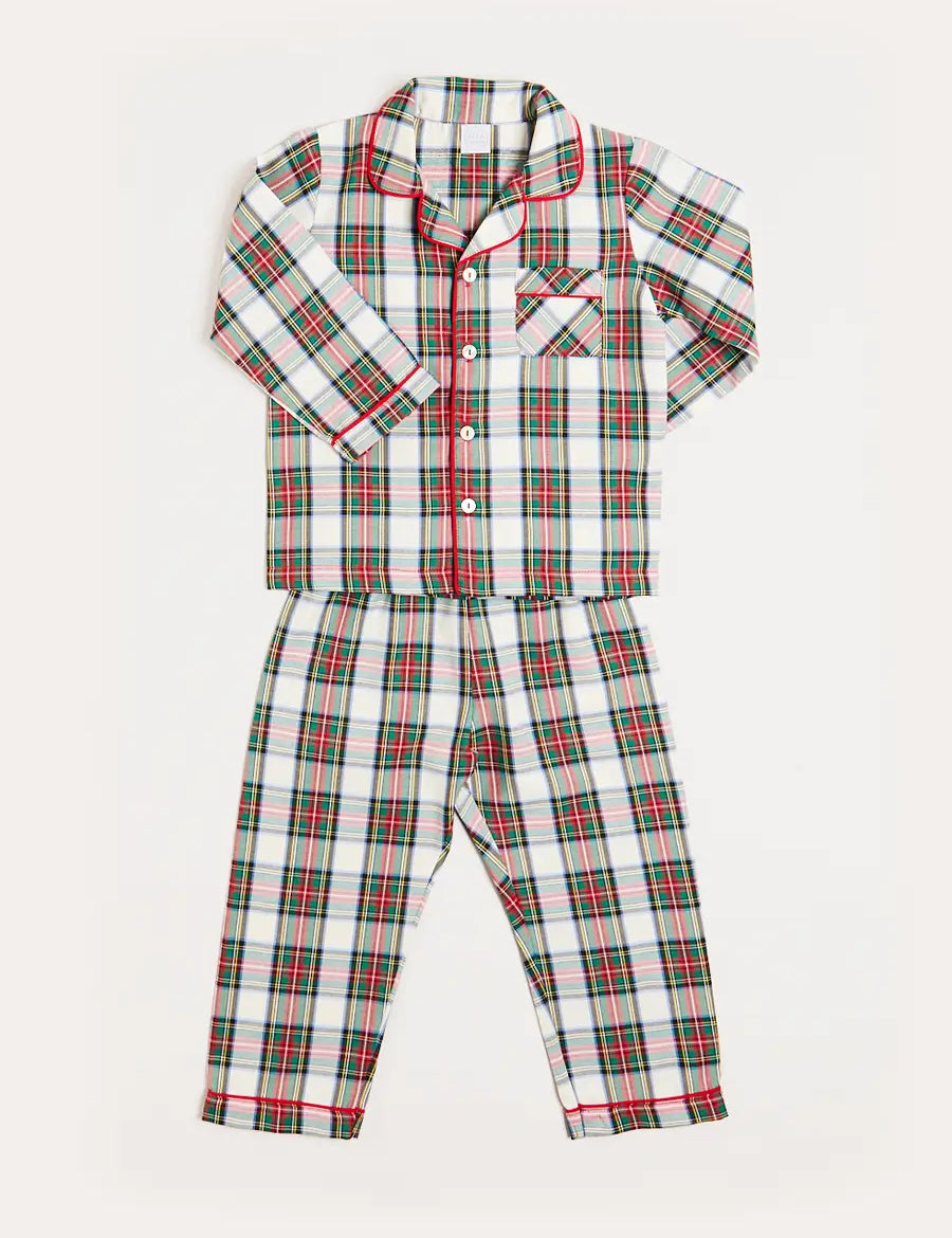 Sussex Tartan Pyjamas in Red (18mths-10yrs) Nightwear from Pepa London