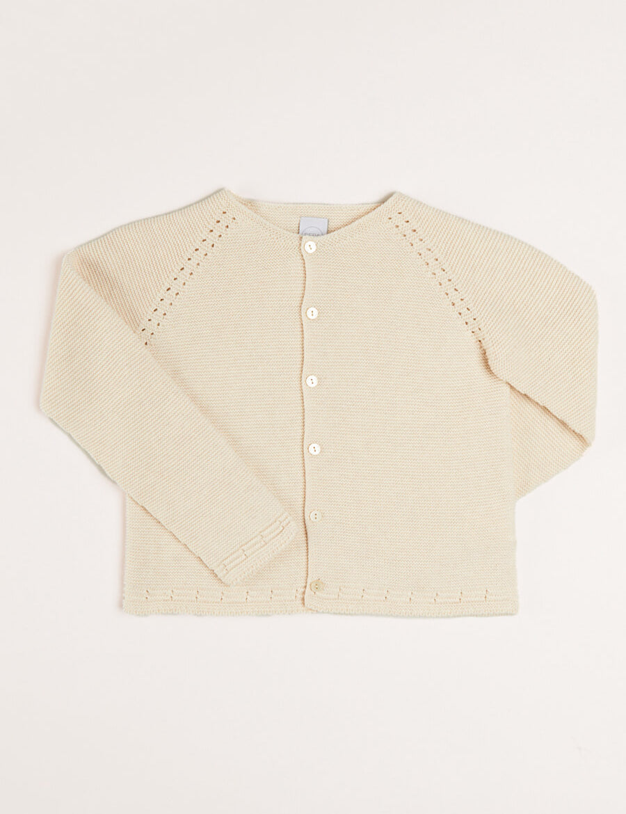 Plain Cardigan in Cream (6mths-10yrs) Knitwear from Pepa London