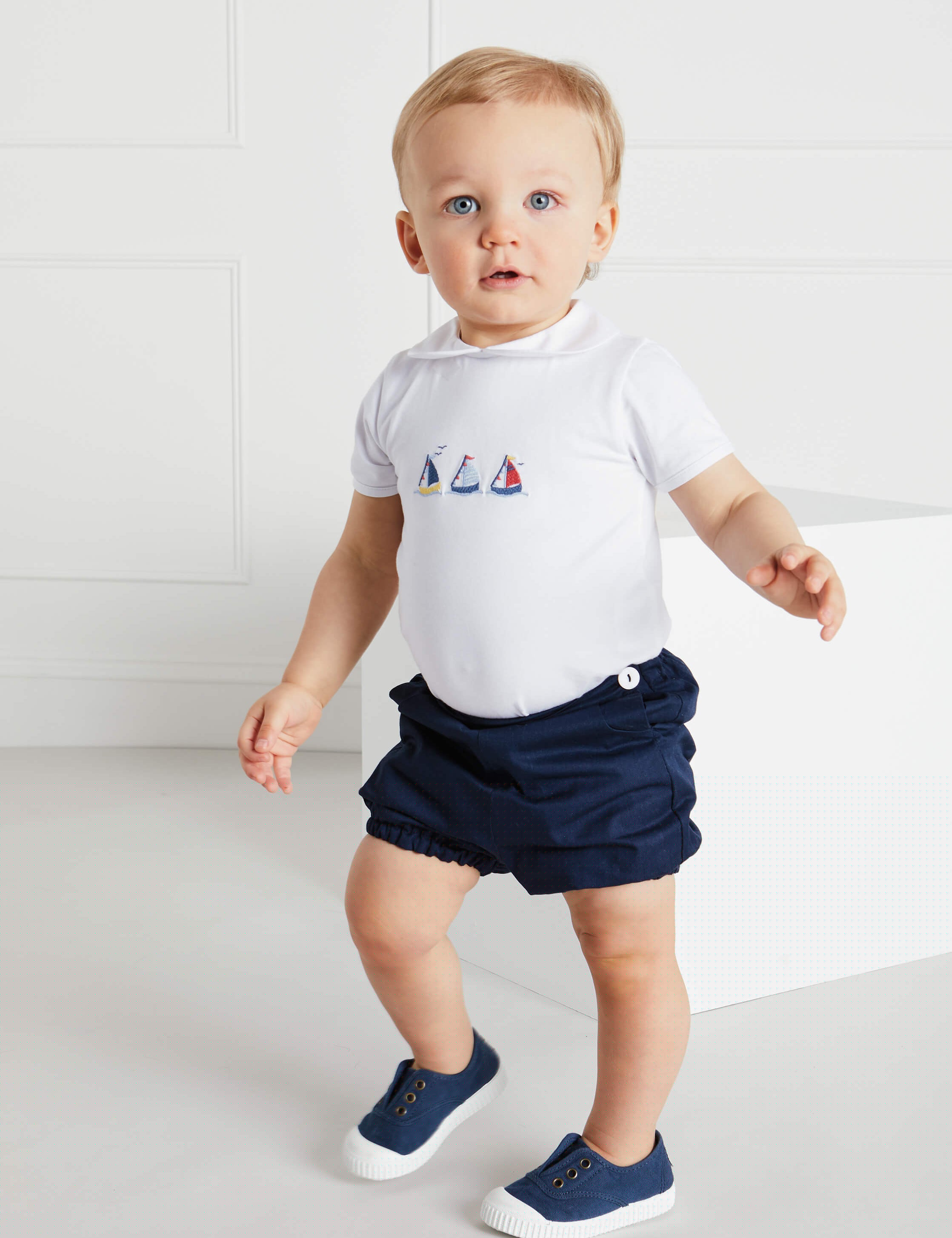 Faux Lace Hole Canvas Plimsolls in Navy (19-34EU) Shoes from Pepa London