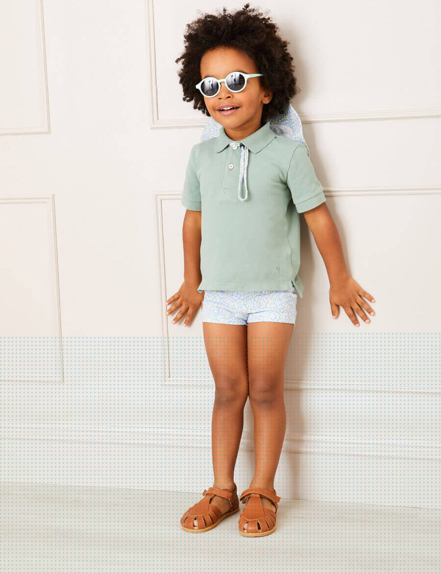 Floral Swim Shorts in Blue (12mths-6yrs) Swimwear from Pepa London