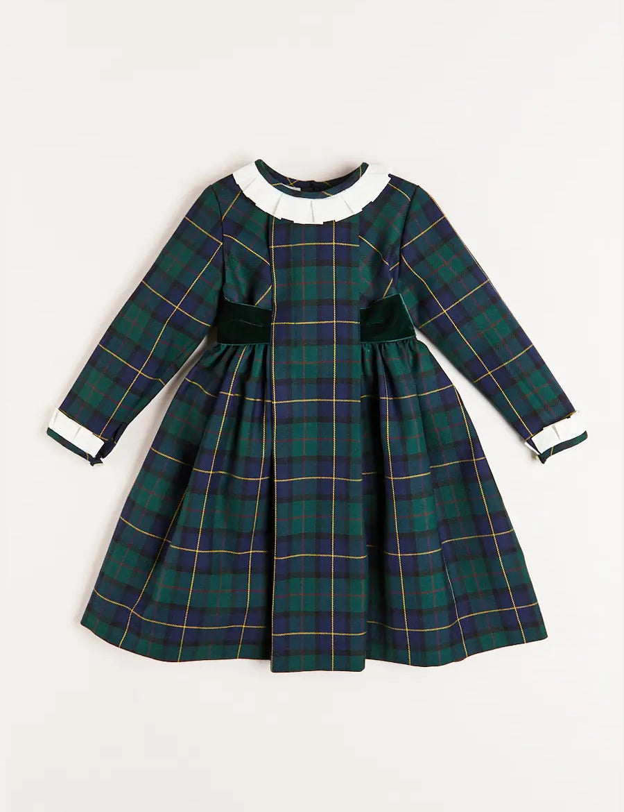 Windsor Tartan Dress in Green (12mths-10yrs) Dresses from Pepa London