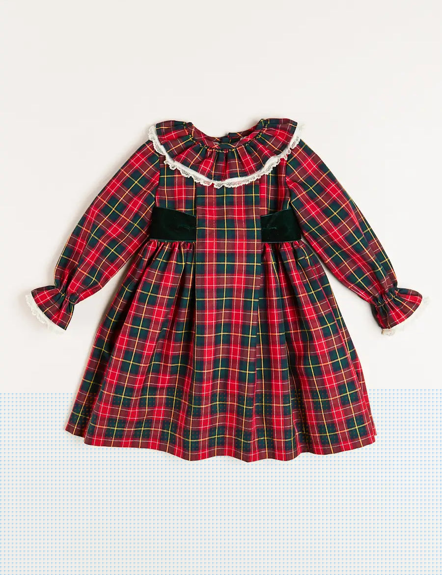 Belgravia Tartan Dress in Red (12mths-10yrs) Dresses from Pepa London