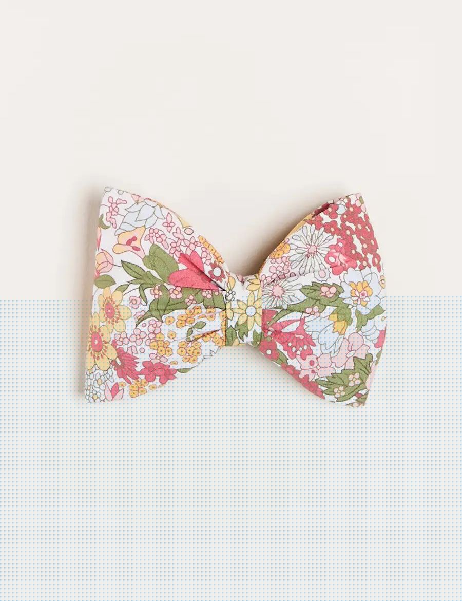 Florence Floral Medium Bow Clip in Pink Hair Accessories from Pepa London