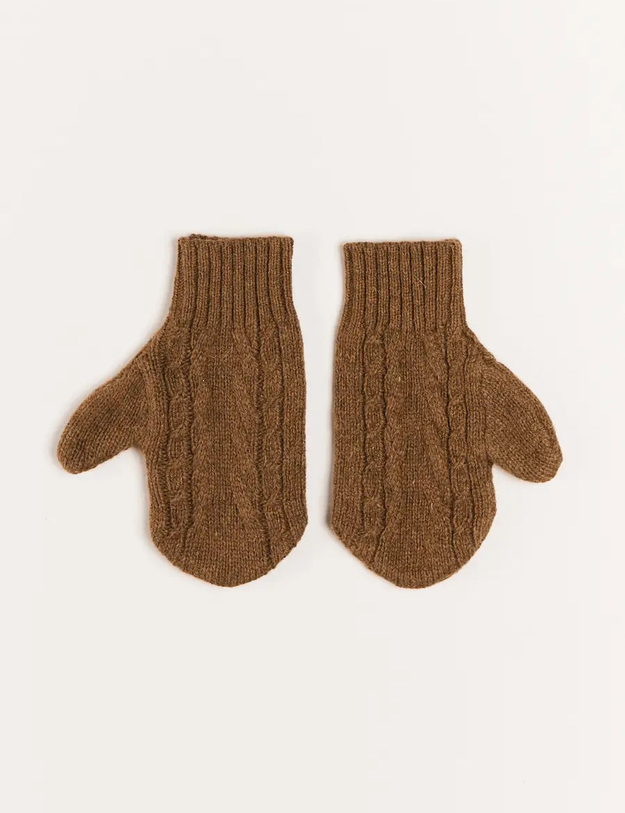 Cable Detail Knitted Mittens in Brown (S-L) Accessories from Pepa London