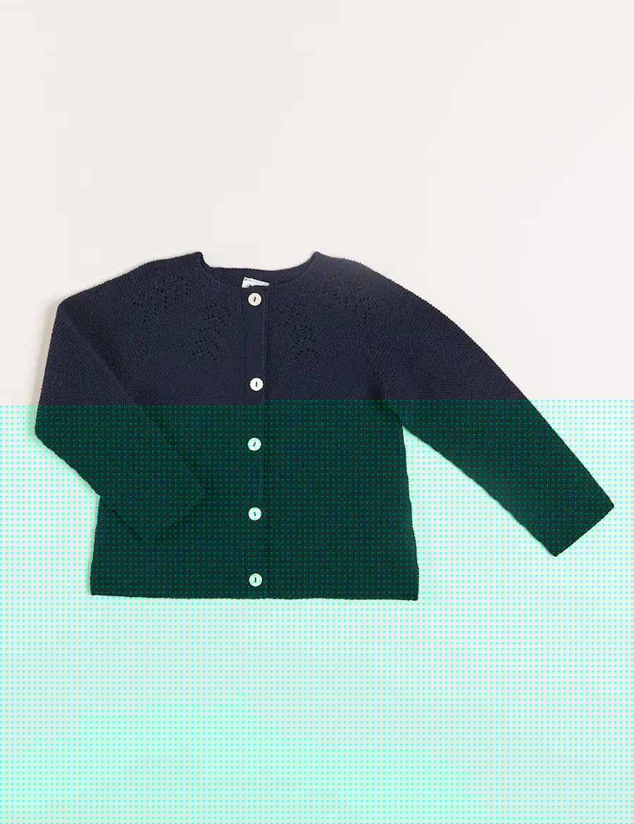 Openwork Cardigan in Navy (6mths-10yrs) Knitwear from Pepa London