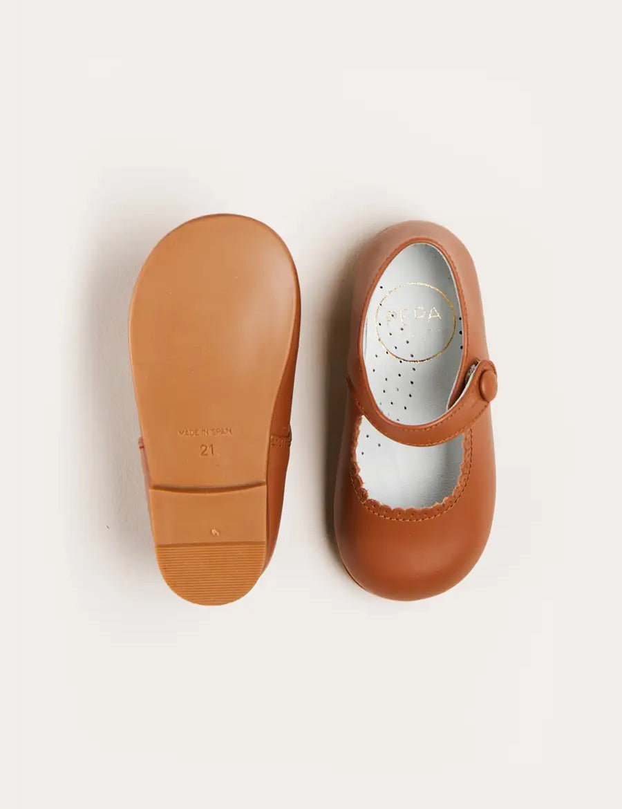 Leather Mary Jane Baby Shoes in Brown (20-26EU) Shoes from Pepa London