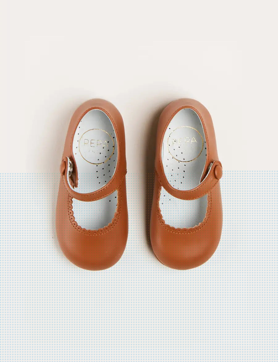 Leather Mary Jane Baby Shoes in Brown (20-26EU) Shoes from Pepa London