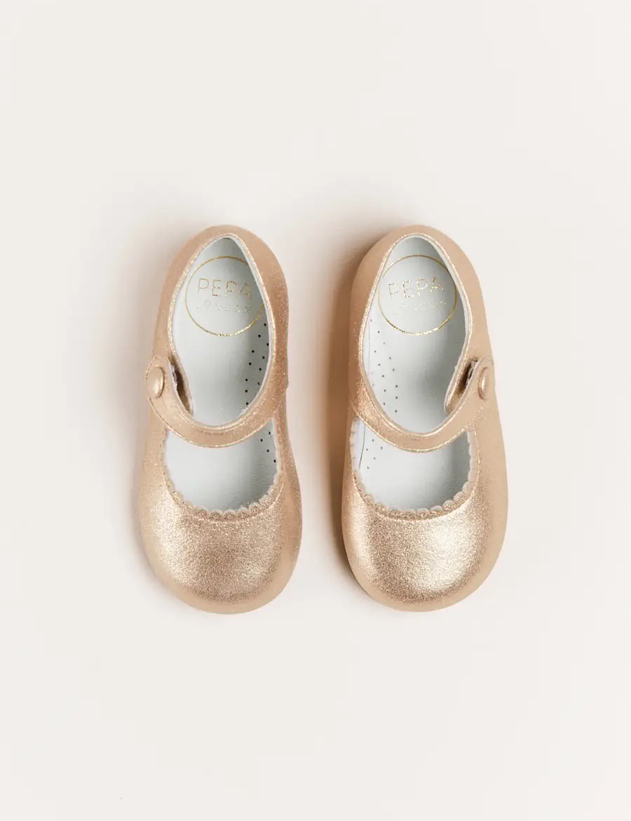 Leather Mary Jane Baby Shoes in Gold (20-26EU) Shoes from Pepa London