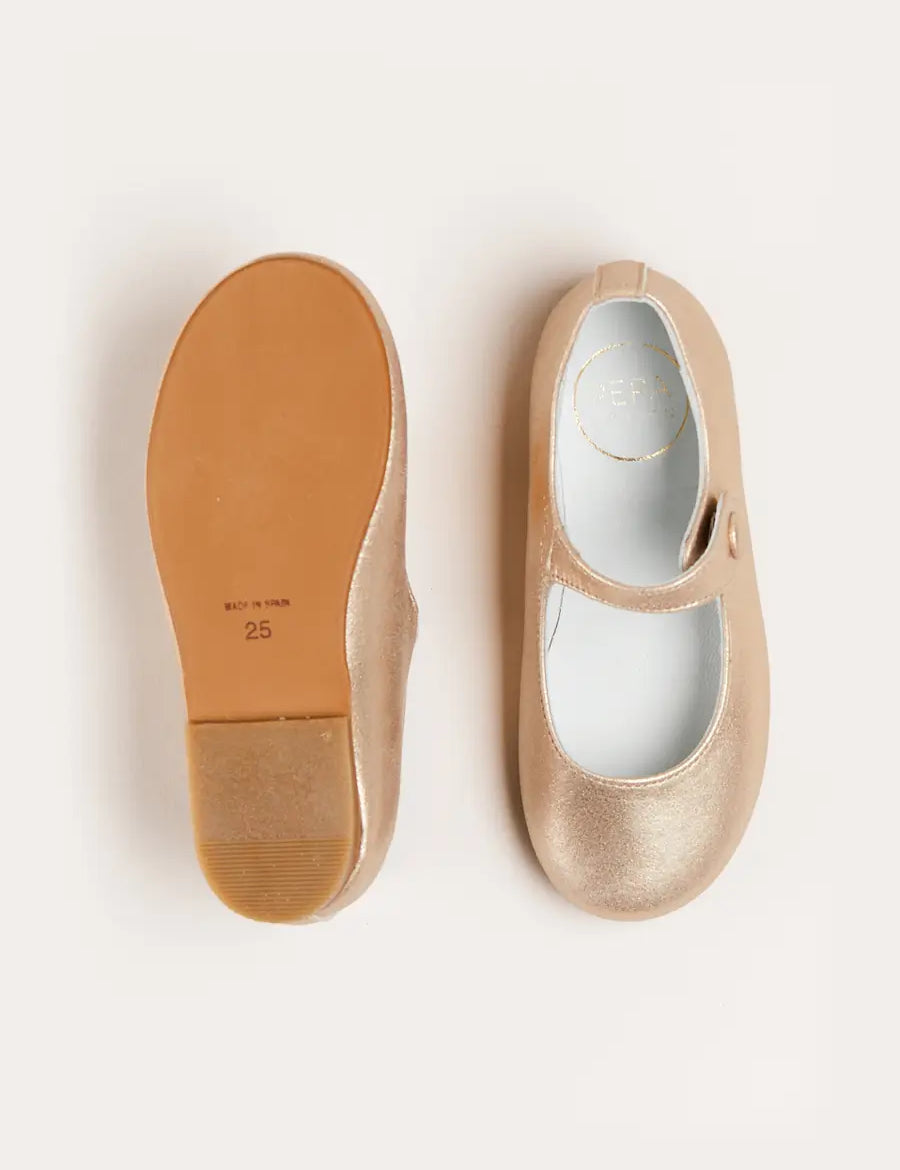 Leather Mary Jane Shoes in Gold (24-34EU) Shoes from Pepa London