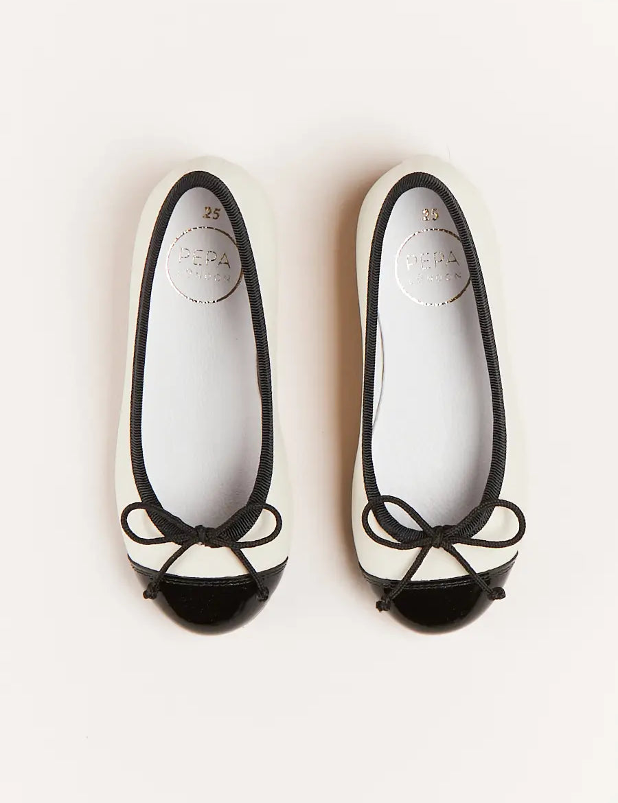 Patent Toe Ballerina Shoes in Cream (24-34EU) Shoes from Pepa London