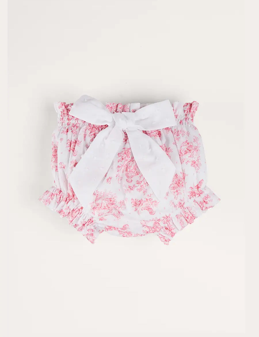 Audrey Toile Bow Detail Bloomers in Pink (1mth-2yrs) BLOOMER from Pepa London