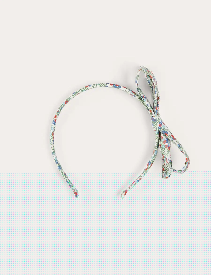 Evelyn Floral Thin Bow Hairband in Red HAIR ACCESSORIES from Pepa London