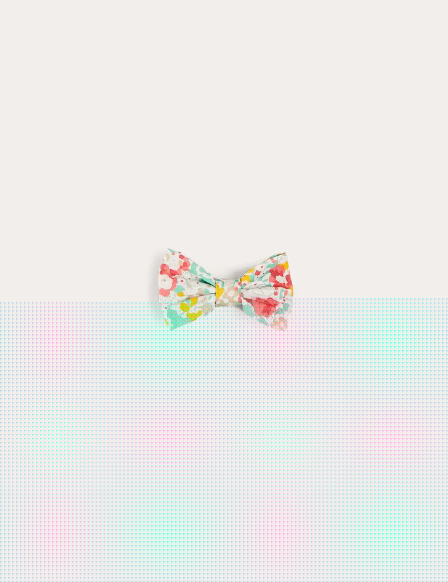 Clementine Floral Small Bow Hair Clip in Coral HAIR ACCESSORIES from Pepa London