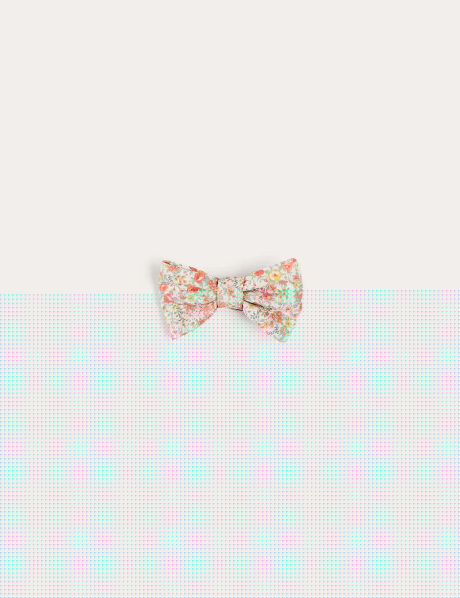 Mabel Floral Small Bow Hair Clip in Coral HAIR ACCESSORIES from Pepa London