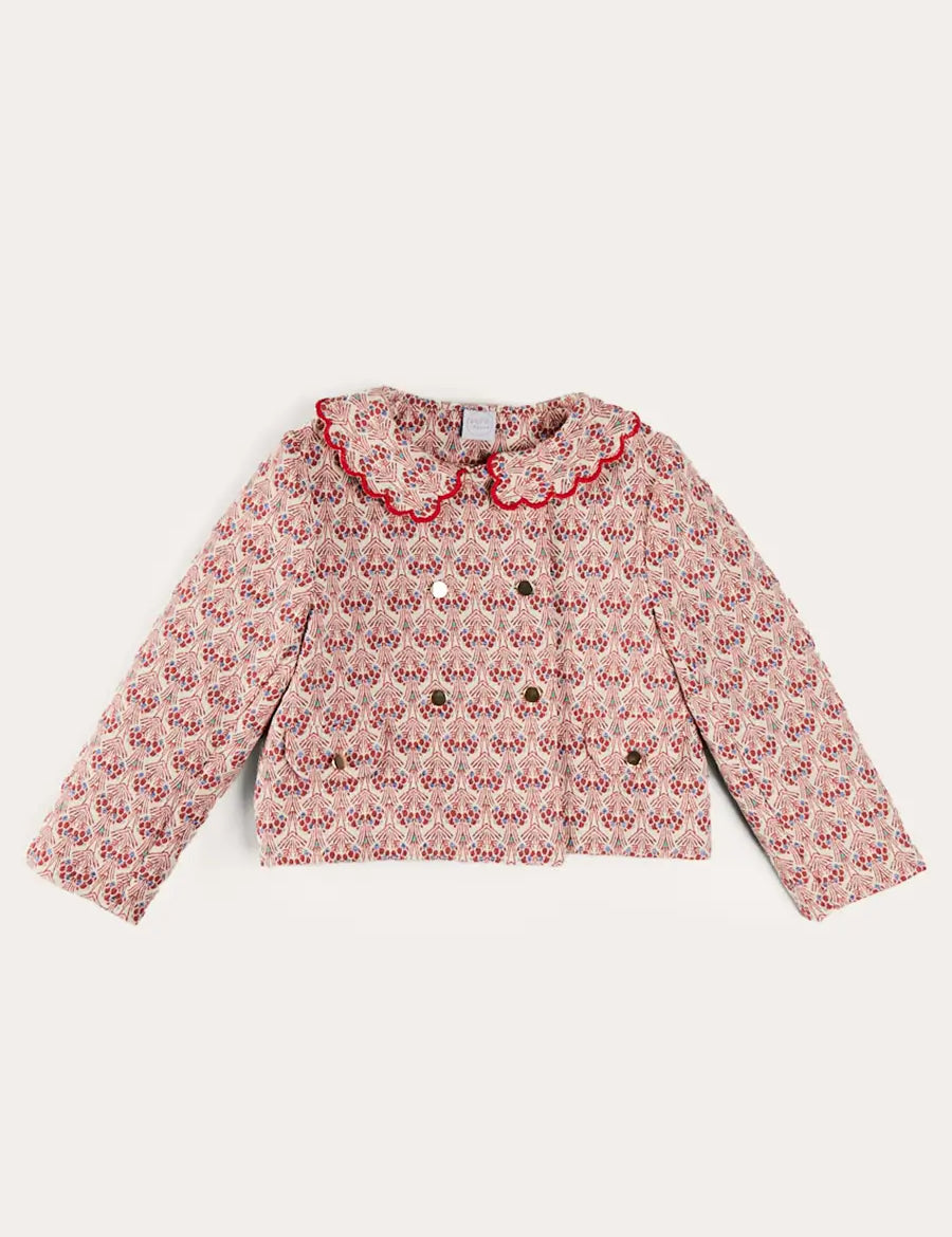 Iris Jacquard Statement Collar Jacket in Red (4-12yrs) COATS from Pepa London