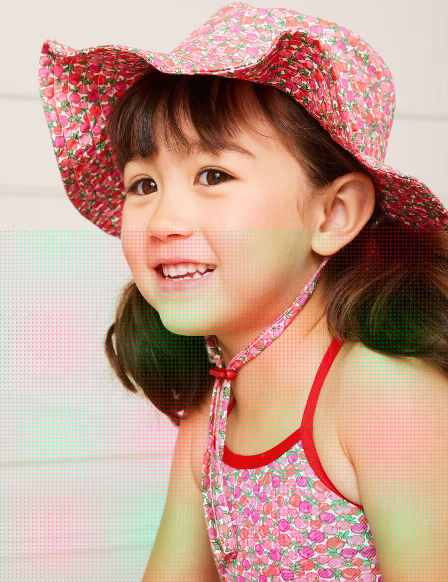 Annie Floral Print Beach Hat in Pink (1-8yrs) Accessories from Pepa London