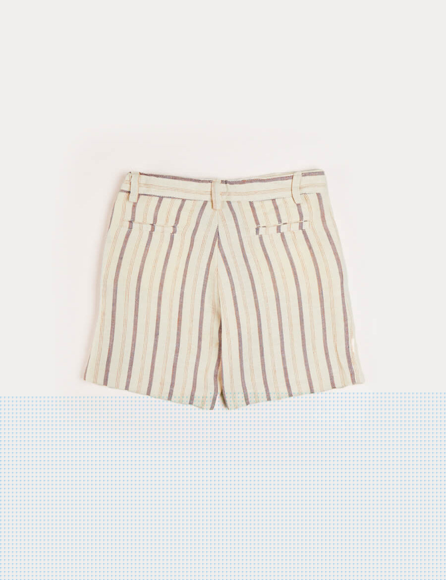 Light Striped Linen Shorts in Beige (4-10yrs) Shorts from Pepa London