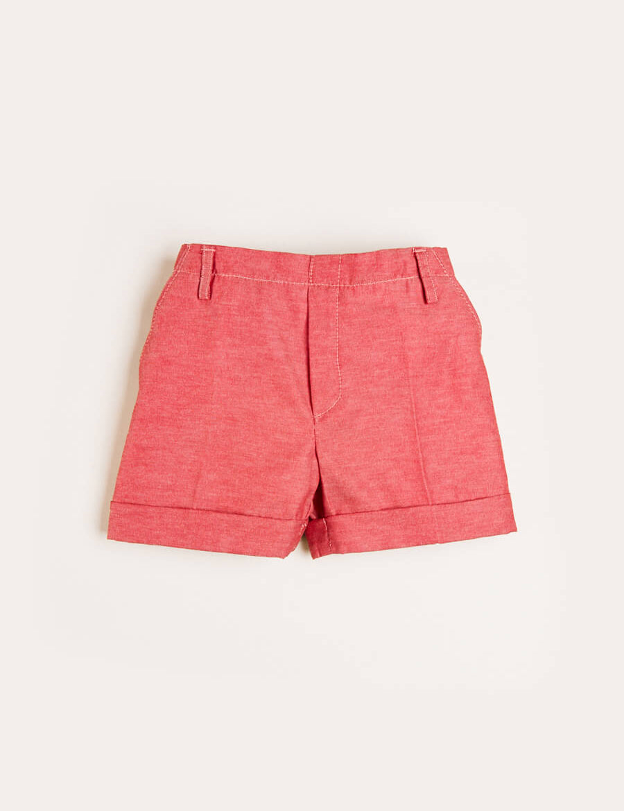 Plain Linen Toddler Shorts in Red (12mths-4yrs) Shorts from Pepa London