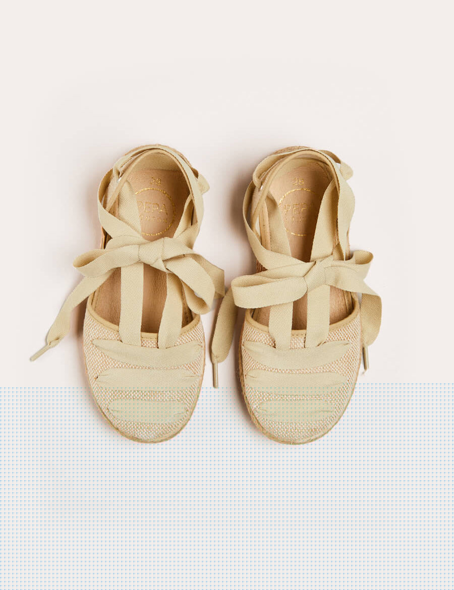 Canvas Tie Detail Espadrilles in Beige (24-34EU) Shoes from Pepa London