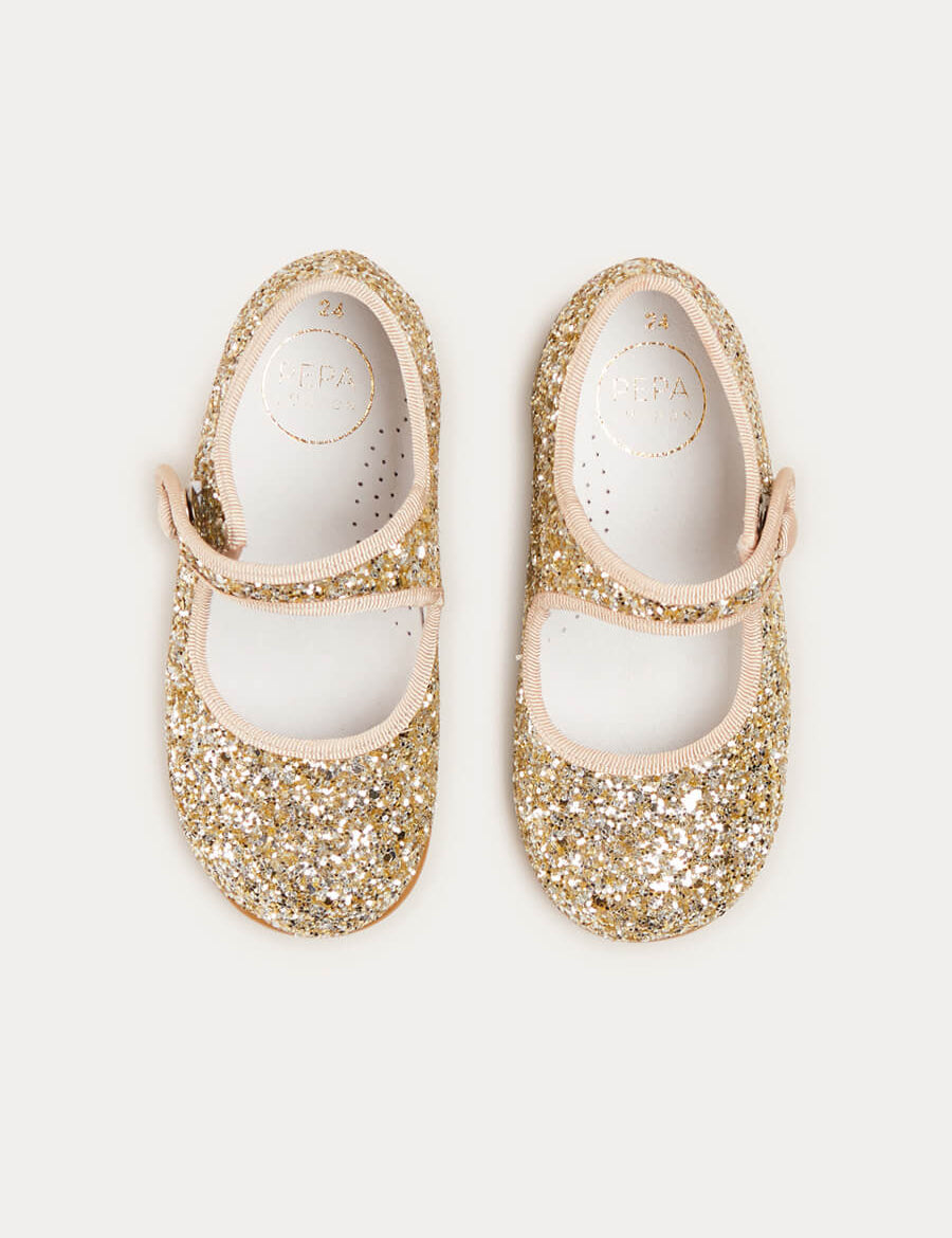 Glittery Mary Jane Shoes in Gold (24-34EU) SHOES from Pepa London