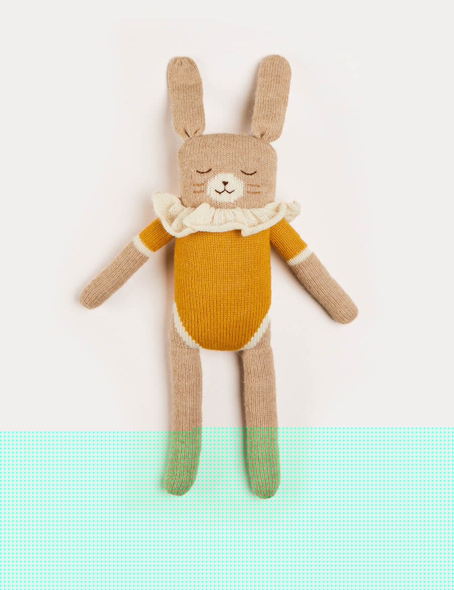 Knitted Bunny Toy in Brown Toys from Pepa London