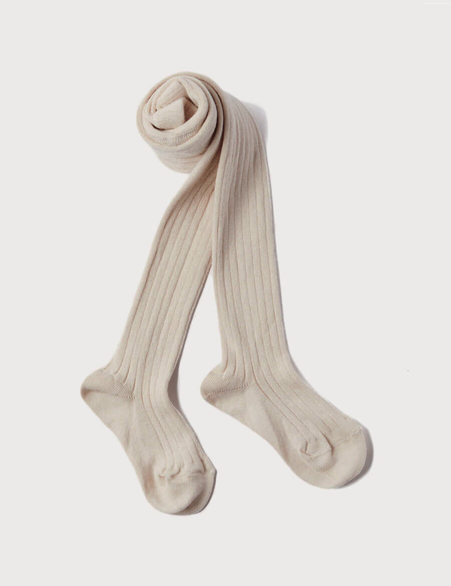 Ribbed Knitted Tights in Stone (3mths-8yrs) Tights from Pepa London