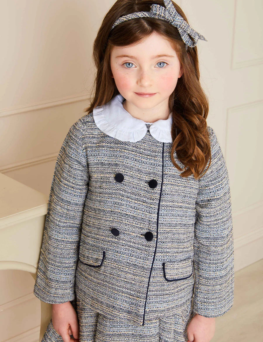 Walton Boucle Thin Bow Hairband in Blue Hair Accessories from Pepa London