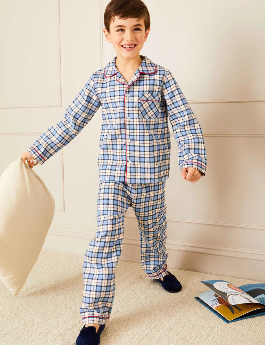 Gloucester Check Pyjamas in Blue (18mths-10yrs) Nightwear from Pepa London