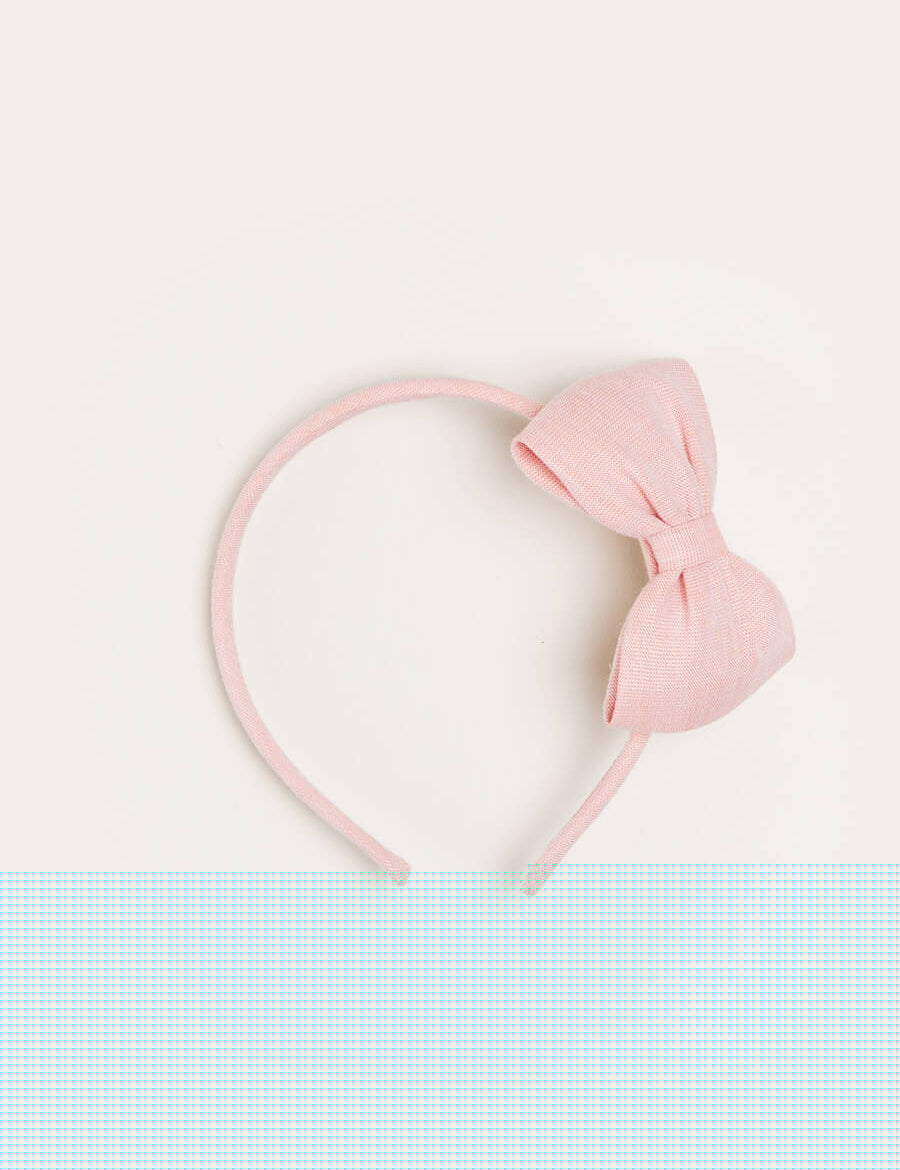 Plain Medium Bow Headband in Pink Hair Accessories from Pepa London