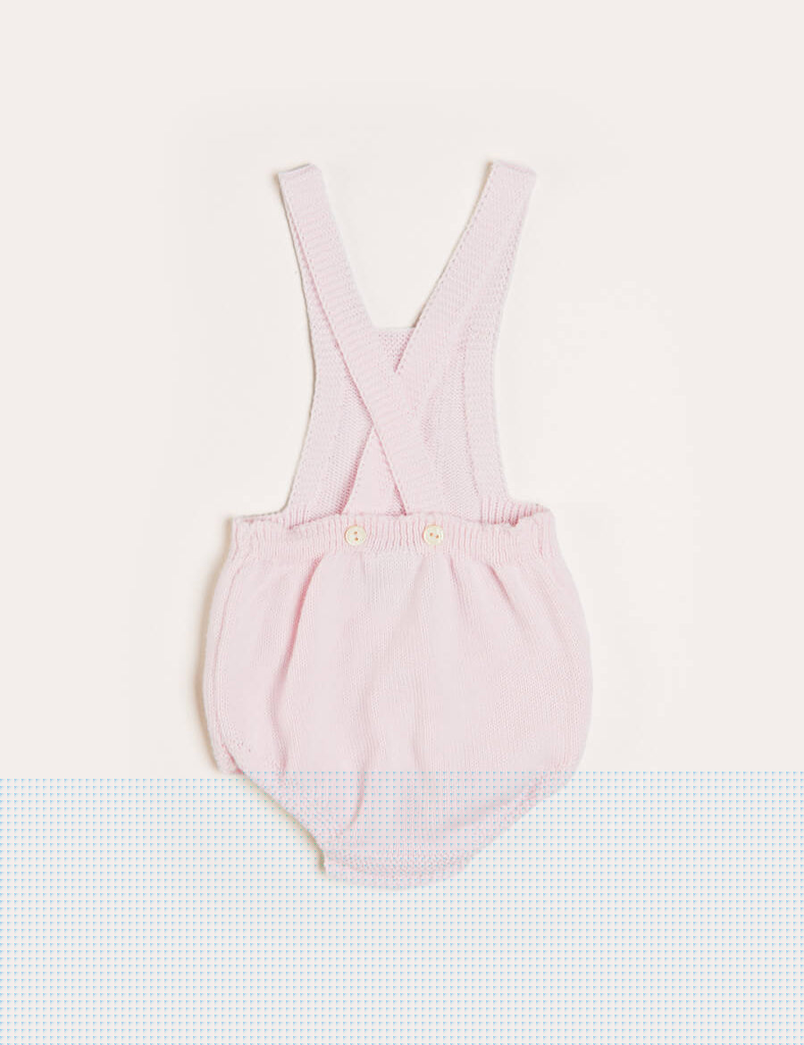 Knitted Openwork Dungarees in Pink (1-6mths) Dungarees from Pepa London
