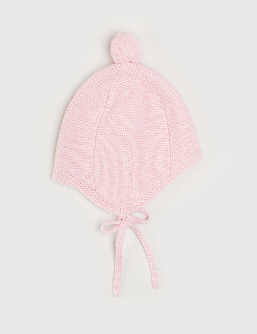 Merino Wool Pom Pom Hat In Pink (S-L) KNITTED ACCESSORIES from Pepa London