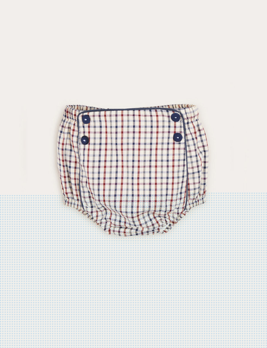 Check Button Detail Bloomers In Beige (3mths-2yrs) BLOOMERS from Pepa London