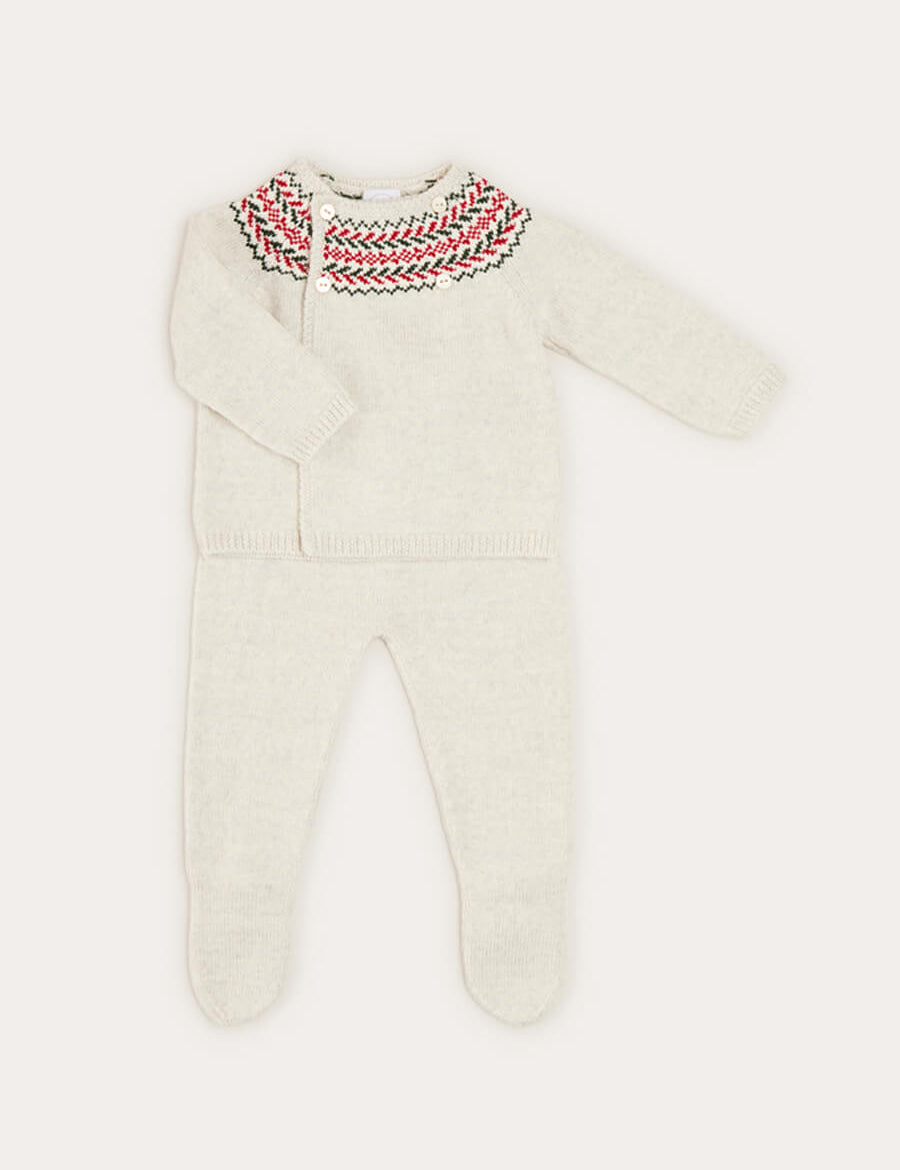 Fair Isle Knitted 2 Piece Set In Grey (1-9mths) KNITTED SETS from Pepa London
