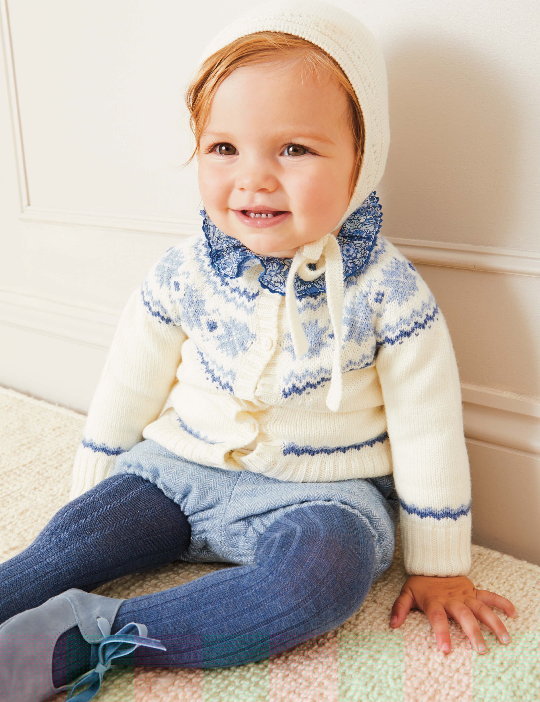 Baby Bonnet In Cream (S-L) KNITTED ACCESSORIES from Pepa London