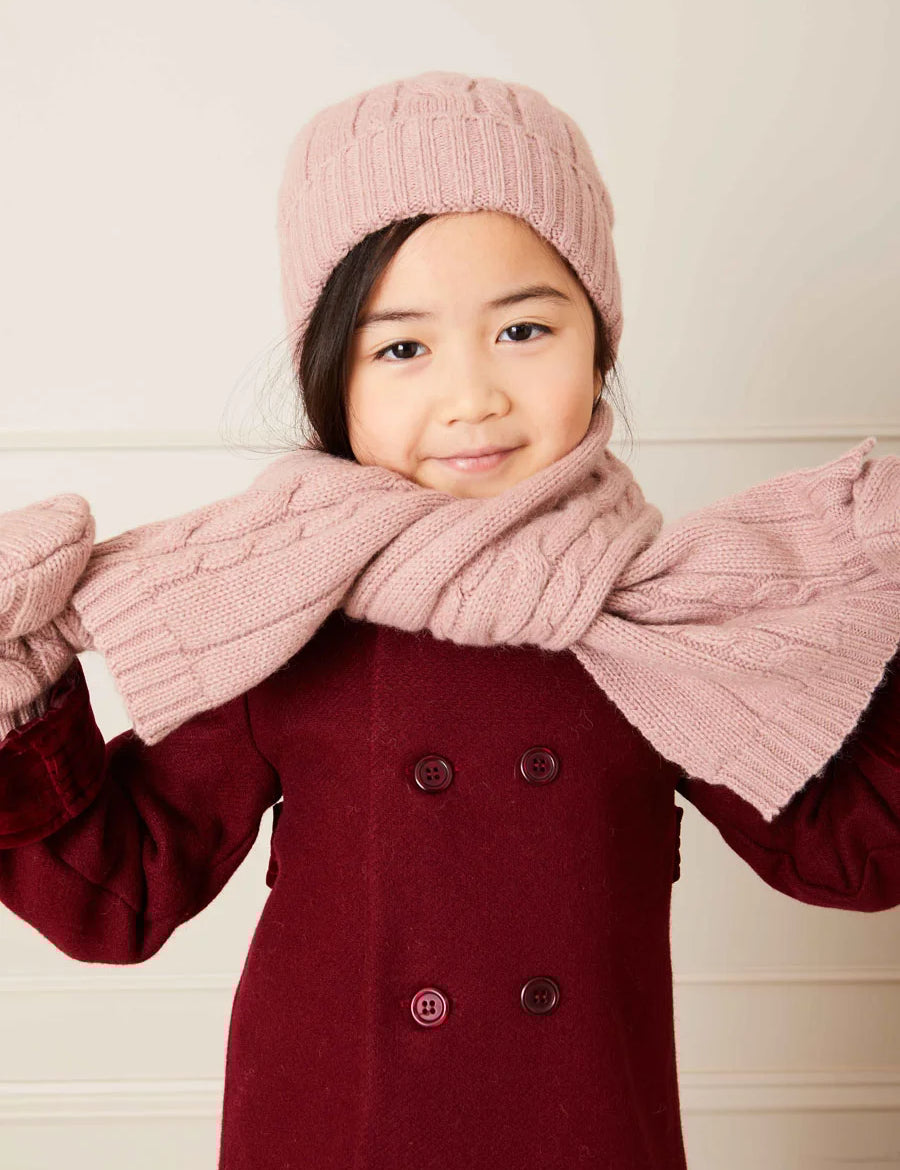 Cable Detail Knitted Scarf in Pink Accessories from Pepa London