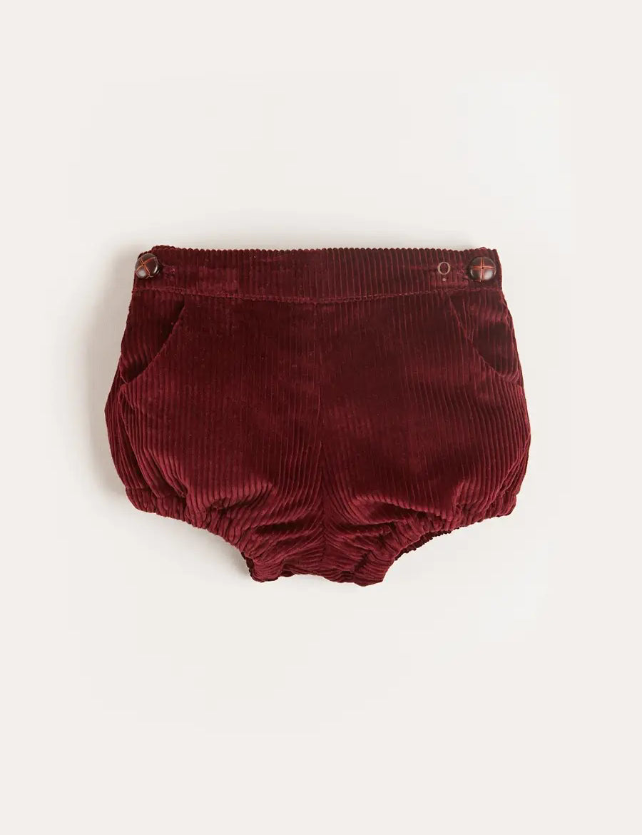Corduroy Button Bloomers in Burgundy (3mths-3yrs) Bloomers from Pepa London