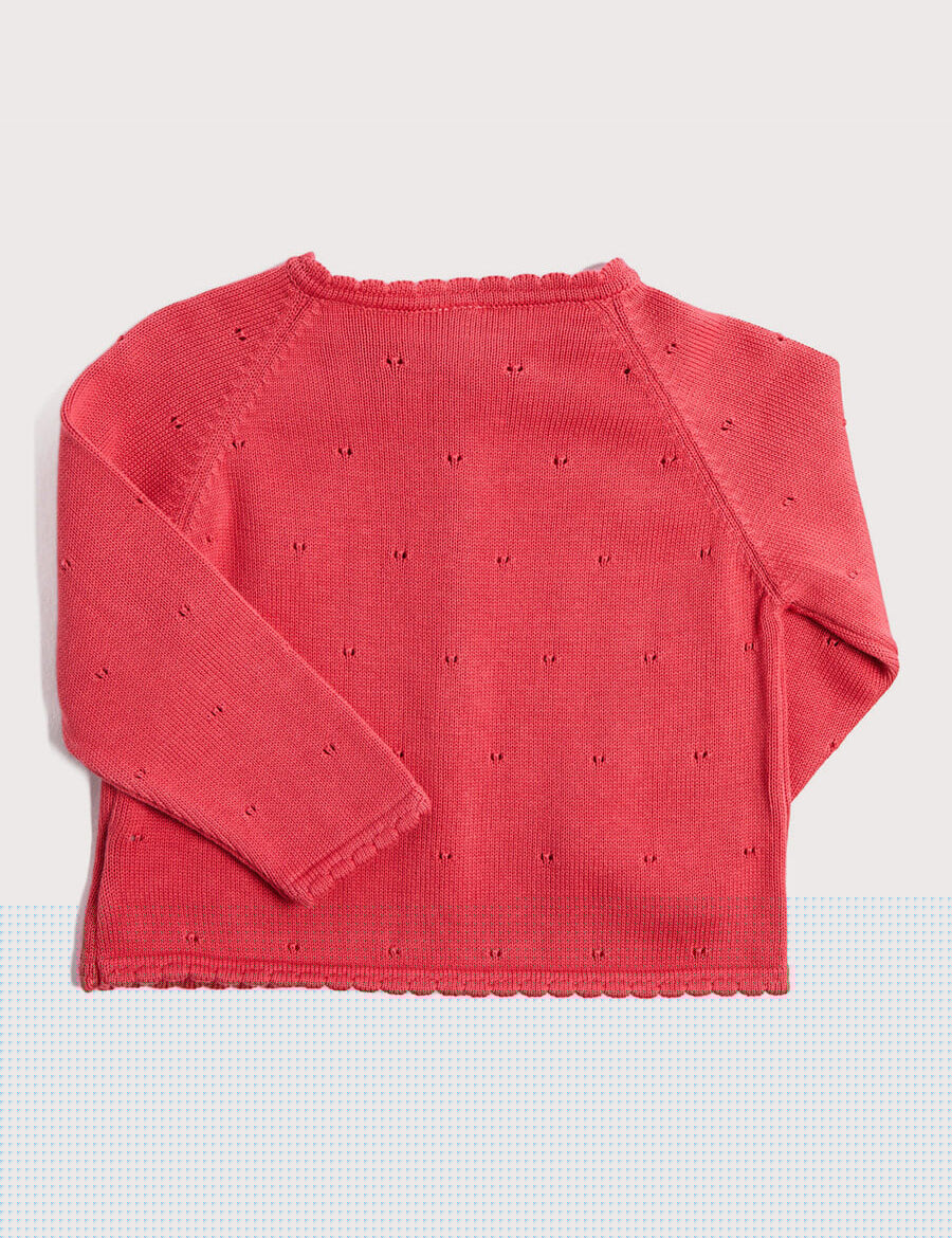 Openwork Cardigan in Raspberry Pink (6mths-10yrs) Knitwear from Pepa London