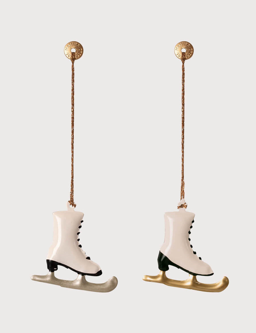 Hand Painted Ice Skates Christmas Ornament (Set Of 2) in White Toys from Pepa London