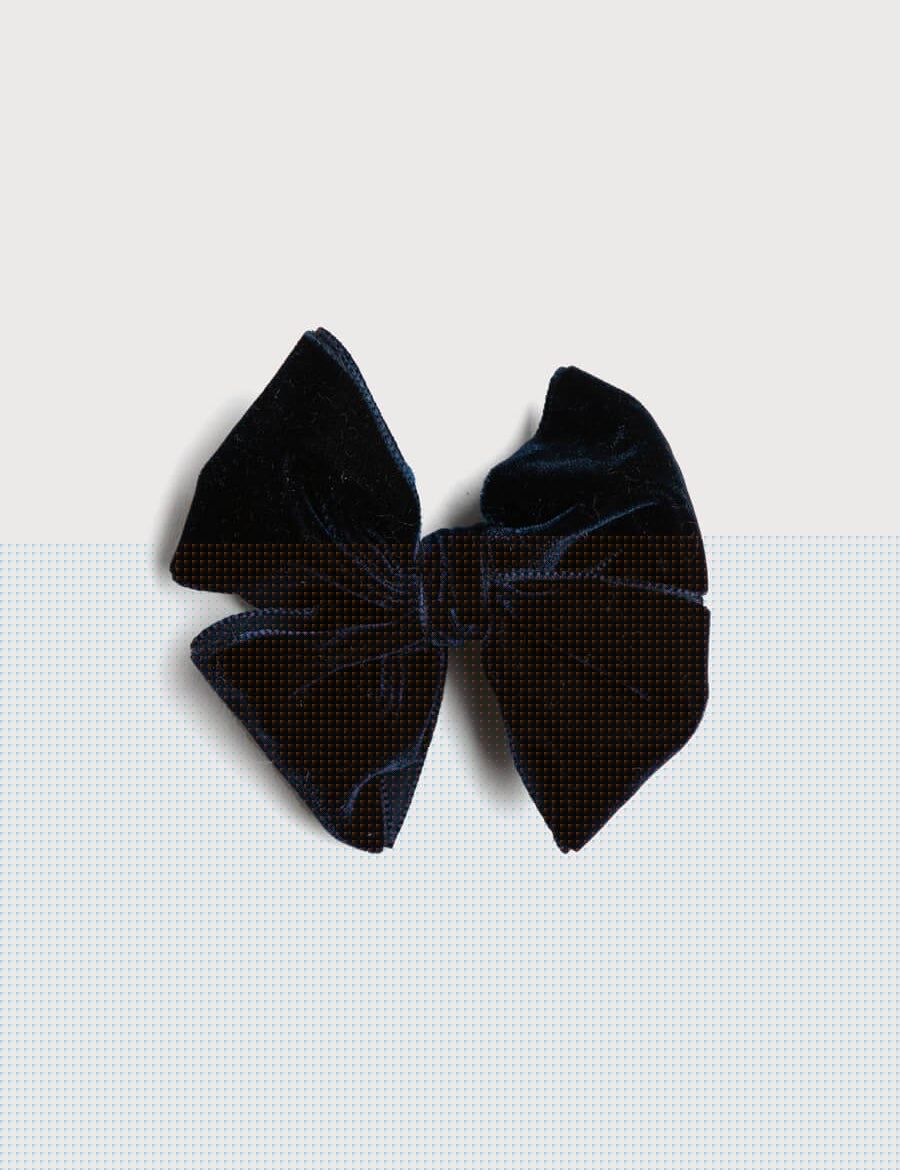 Velvet Big-Bow Clip in Navy Hair Accessories from Pepa London