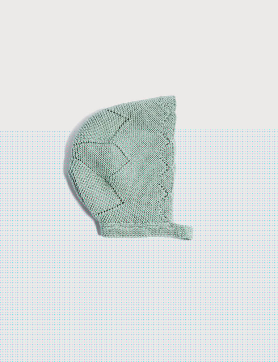 Winter Knitted Green Wool Bonnet Knitted Accessories from Pepa London