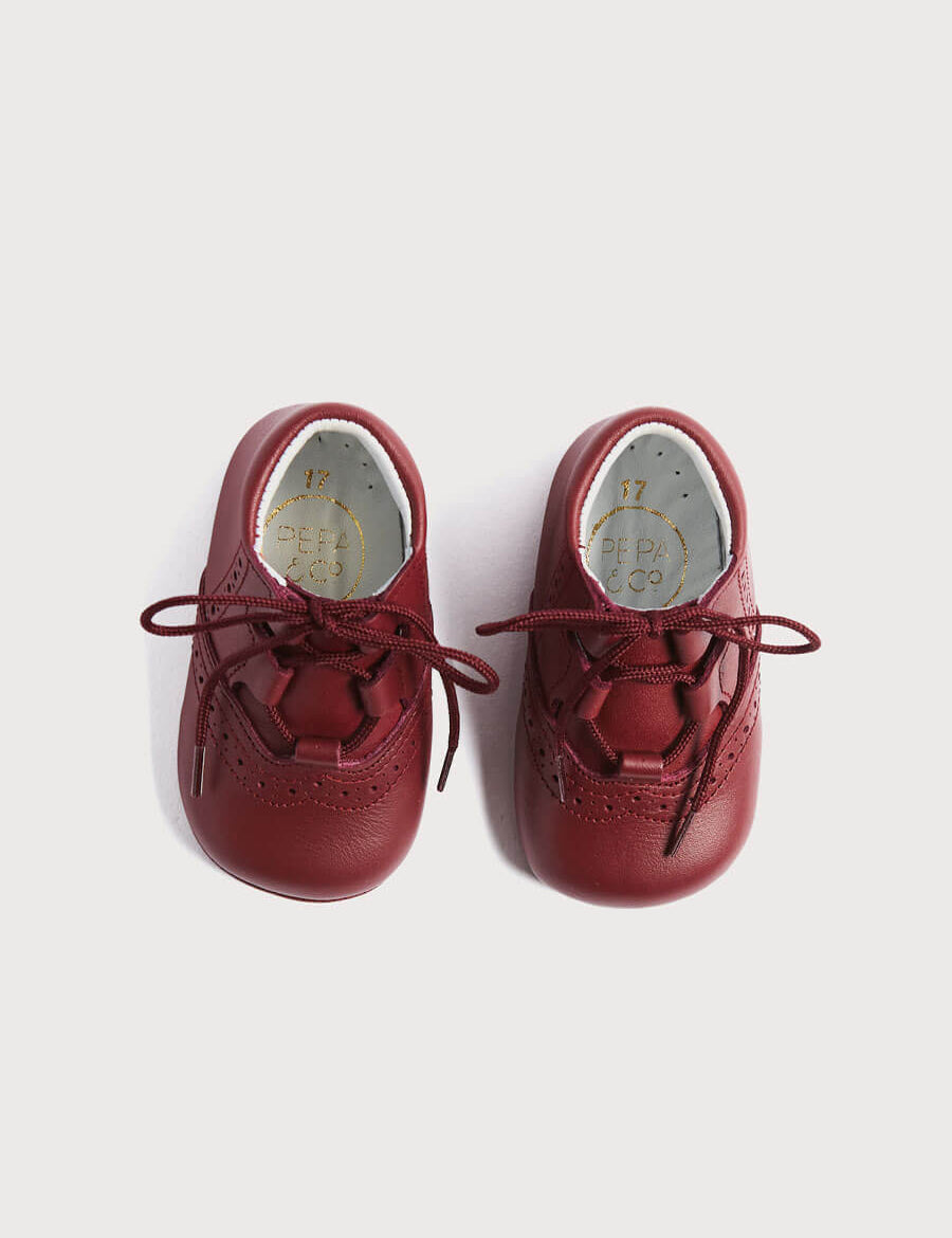 Oxford Pram Booties in Burgundy (17-20EU) Shoes from Pepa London