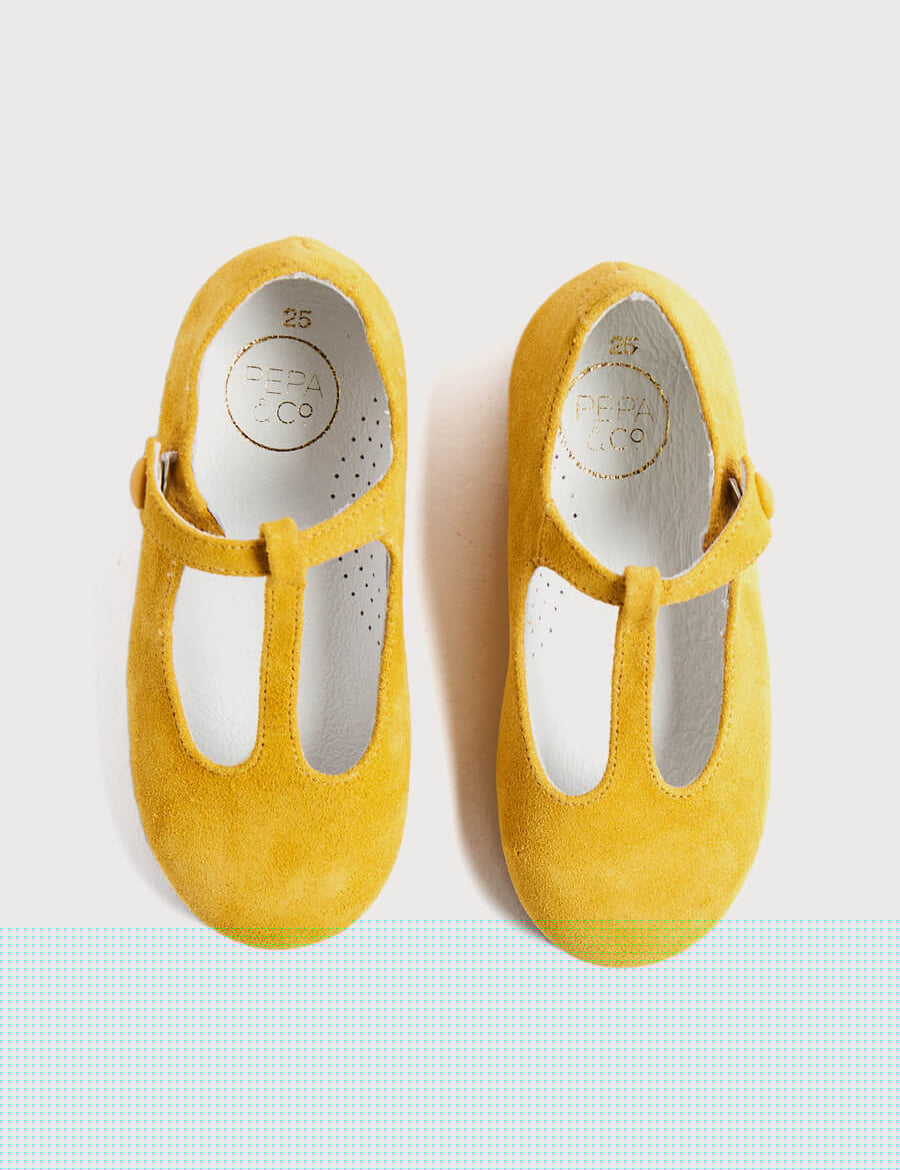Suede Charlotte Shoes in Mustard (24-34EU) Shoes from Pepa London
