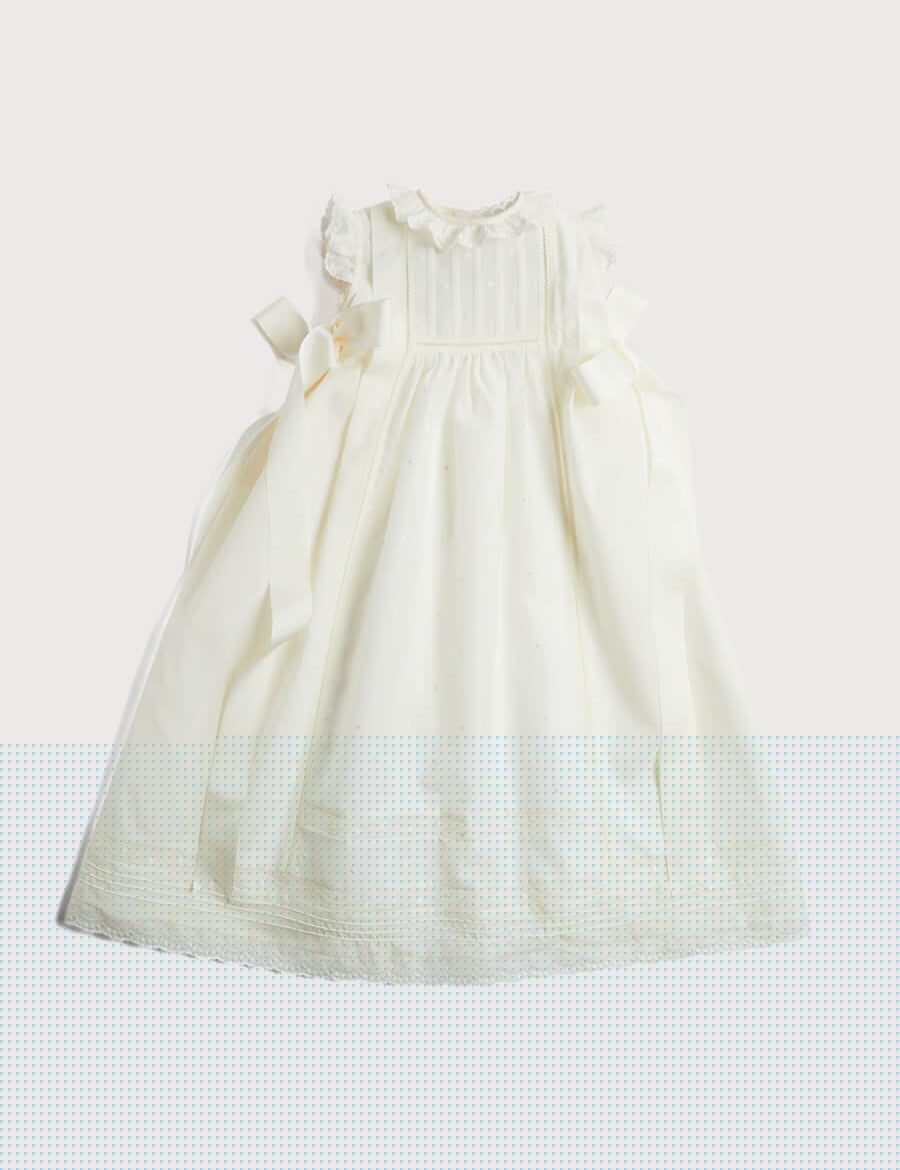 Embroidered Lace Trim Gown in Ivory (3-18mths) Gowns from Pepa London
