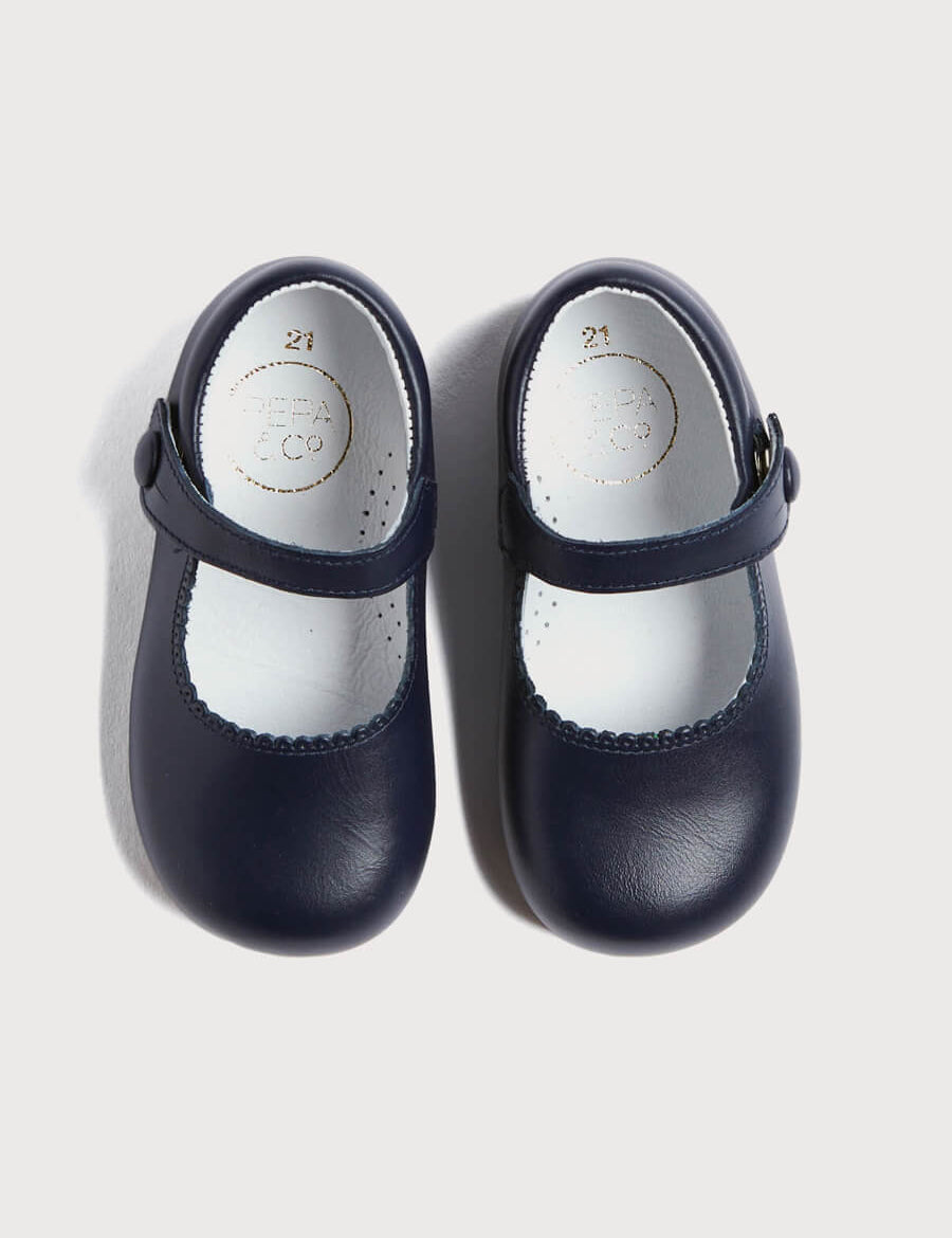 Leather Mary Jane Baby Shoes in Navy (20-24EU) Shoes from Pepa London
