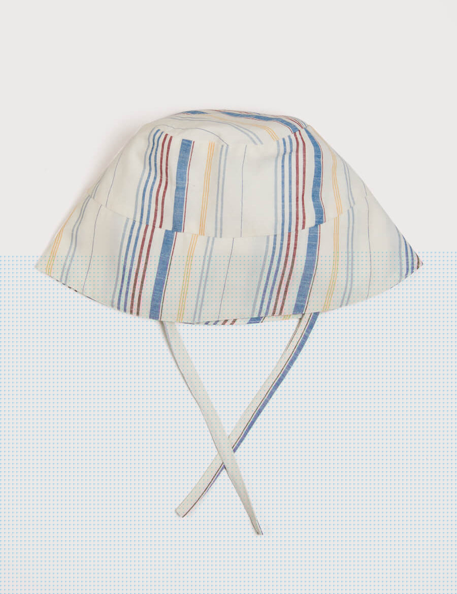 Striped Tie Detail Hat in Multi (S-L) Accessories from Pepa London