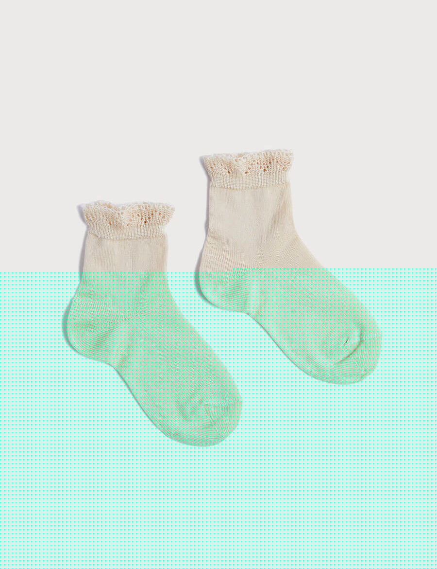 Celebration Short Socks with ruffle - Sand (0mths-10yrs) Socks from Pepa London