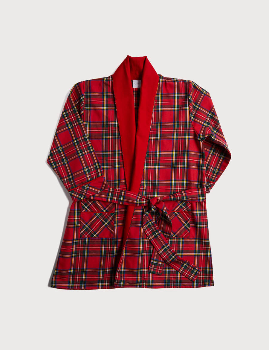 Belted Dressing Gown in Red Tartan (18mths-10yrs) Nightwear from Pepa London